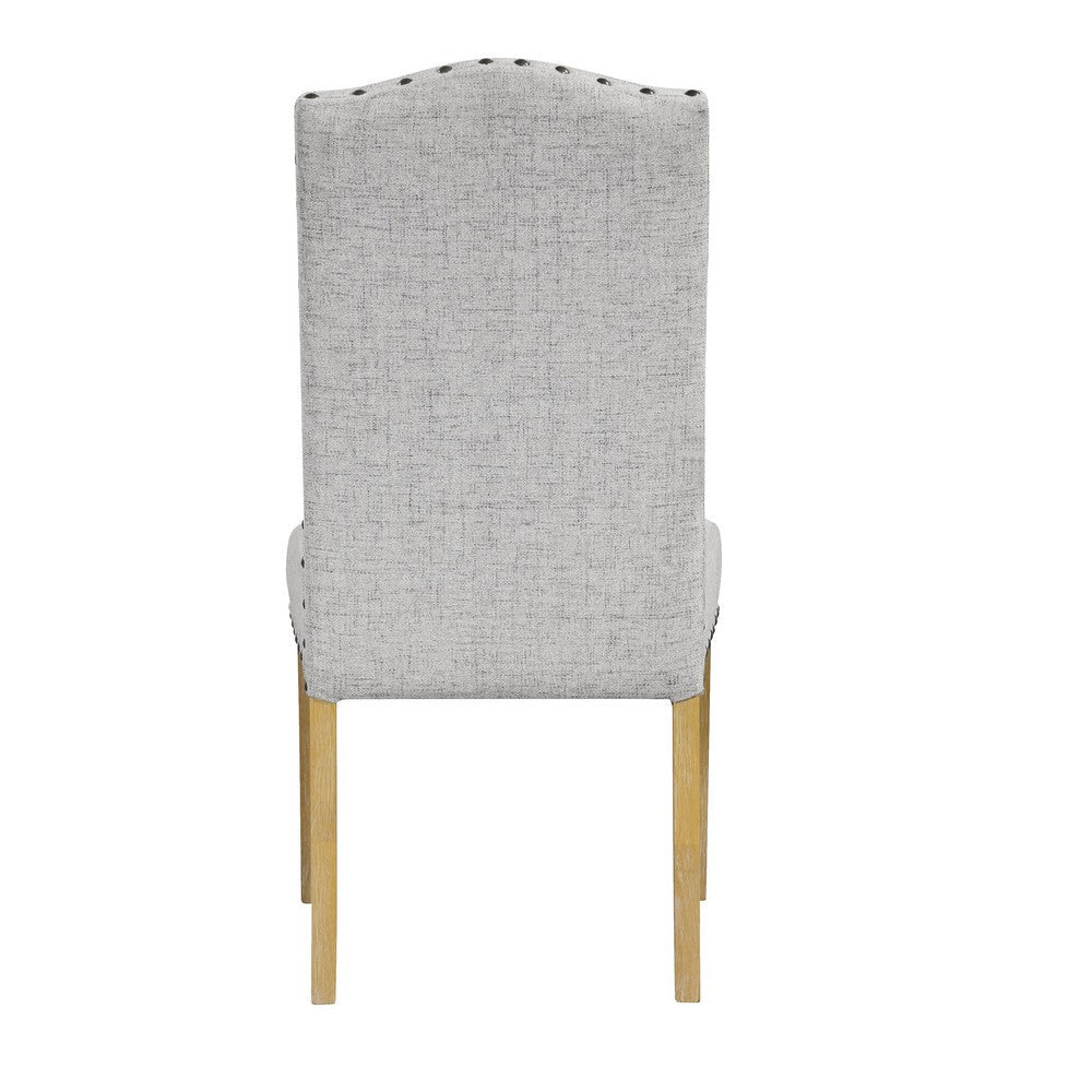 Ron Parsons Dining Chair Set of 2 | Nailhead Trim | Solid Wood | Gray