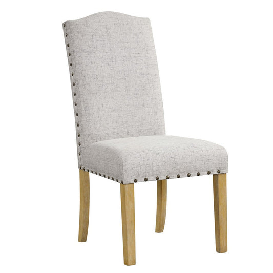 Ron Parsons Dining Chair Set of 2 | Nailhead Trim | Solid Wood | Gray