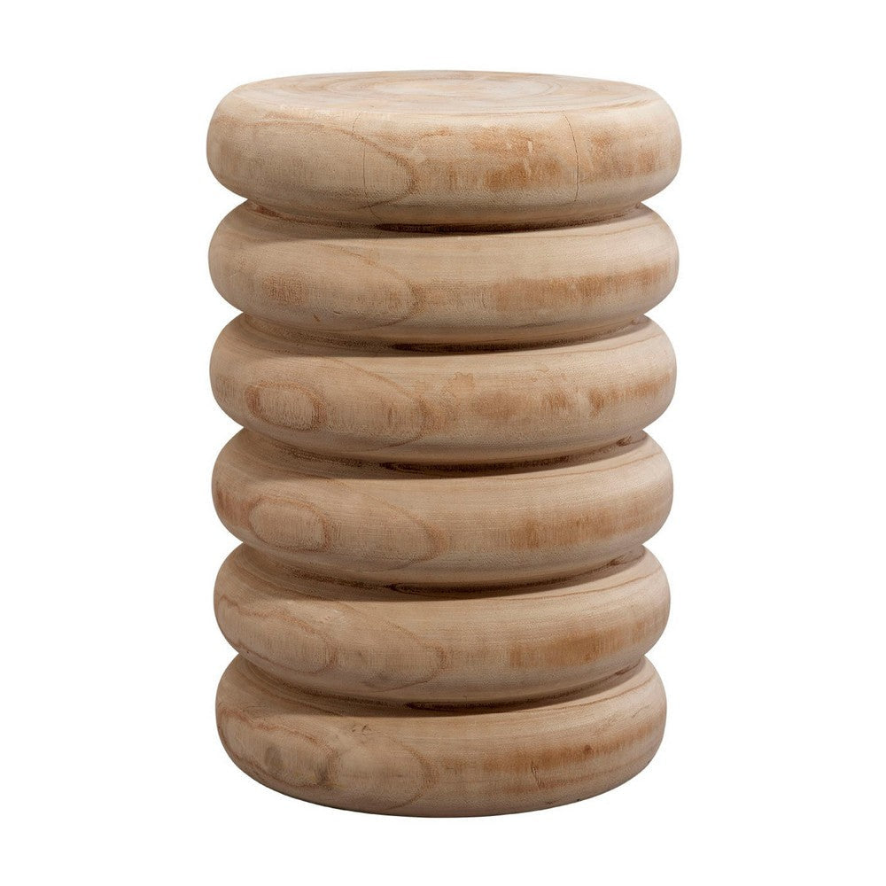 Jevy Outdoor Accent Table | 12’’ Spiral Natural Brown Paulownia Wood BM334519