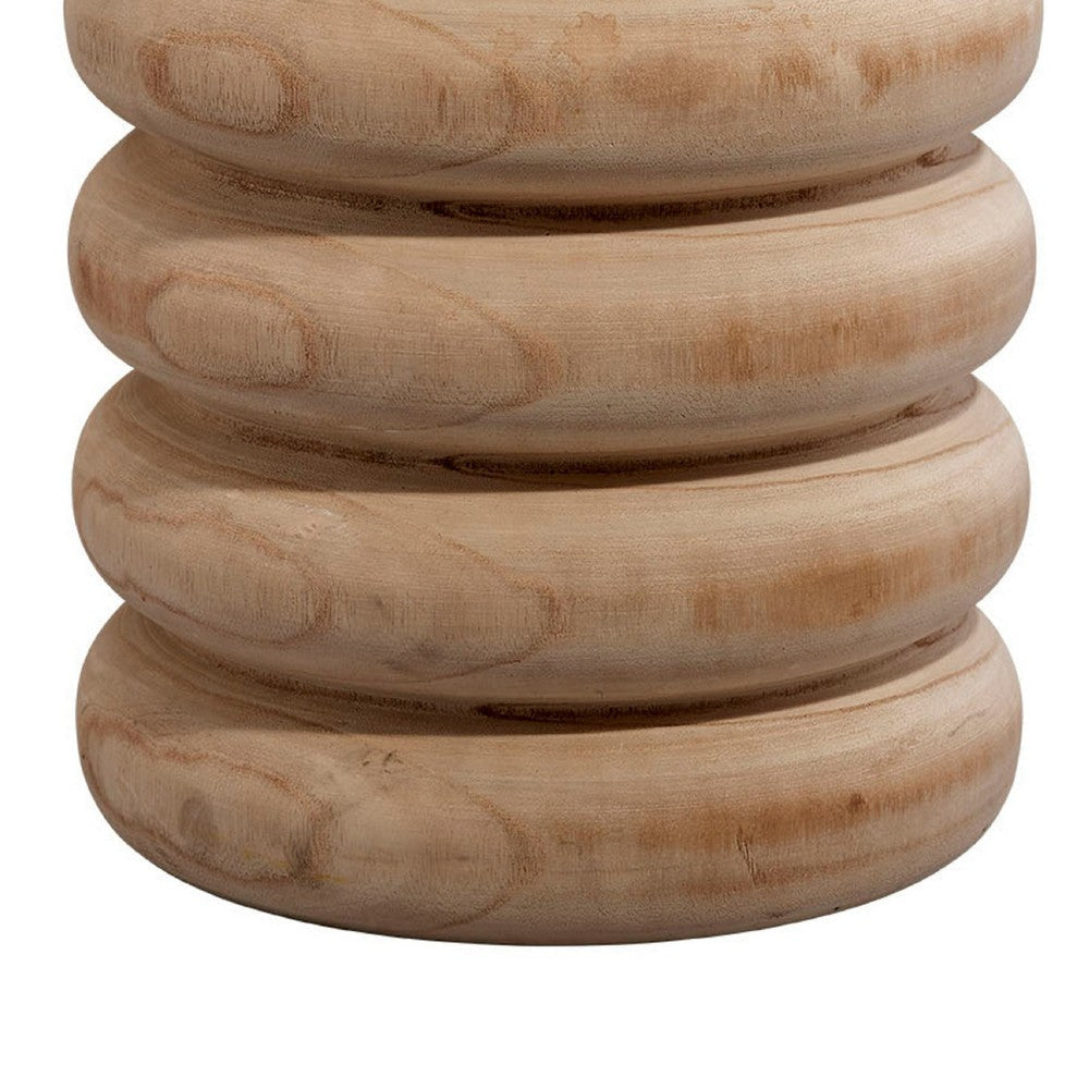 Jevy Outdoor Accent Table | 12’’ Spiral Natural Brown Paulownia Wood BM334519