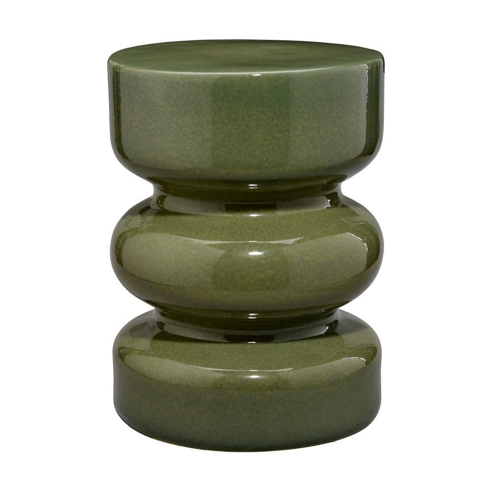 Ruo Patio Garden Stool Table| Hourglass Body Glossy Green Ceramic BM334520