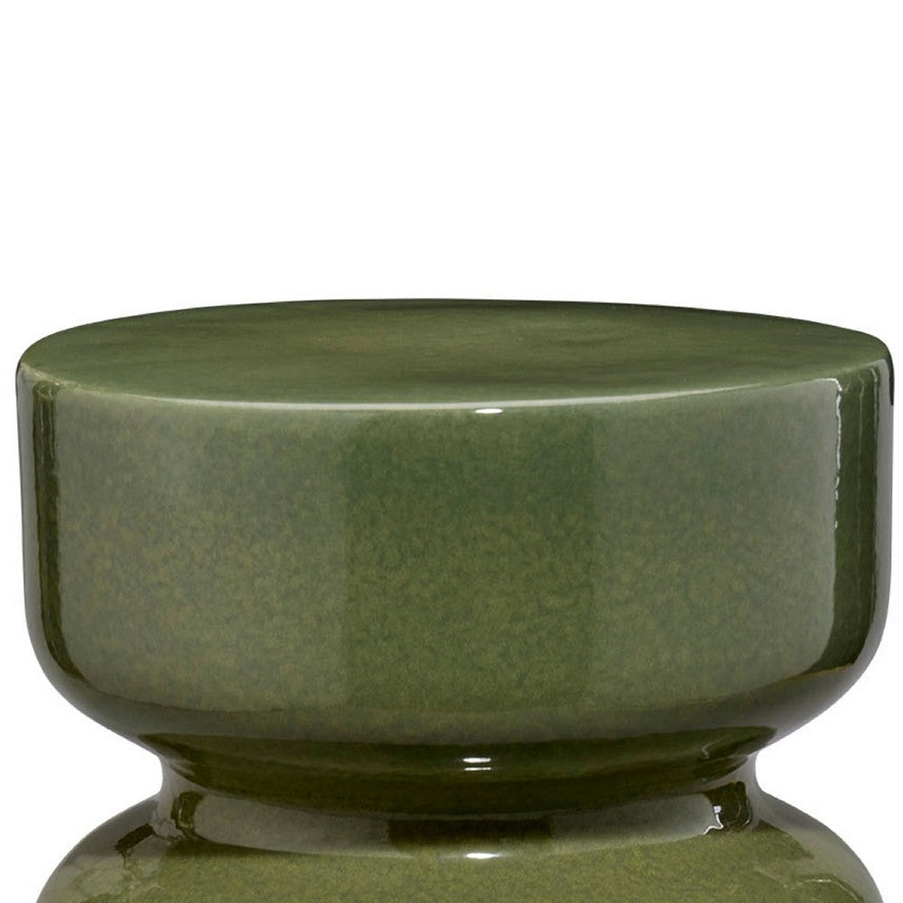 Ruo Patio Garden Stool Table| Hourglass Body Glossy Green Ceramic BM334520