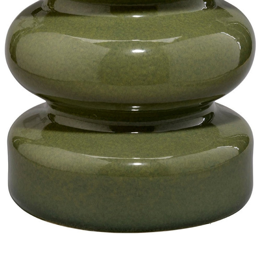 Ruo Patio Garden Stool Table| Hourglass Body Glossy Green Ceramic BM334520