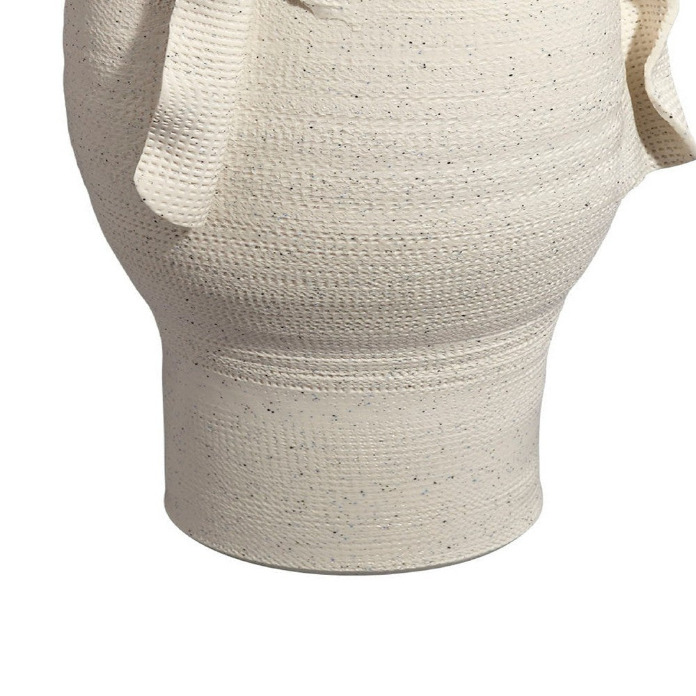 Tio Modern Vessel Vase| Open Flowing Petal Folds | White Porcelain 19’’ BM334522