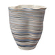 Kerya Decorative Vase | 13" White Blue Striped | Wavy Rim Porcelain