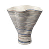 Kerya Decorative Vase | 16" White Blue Striped | Wavy Rim Porcelain