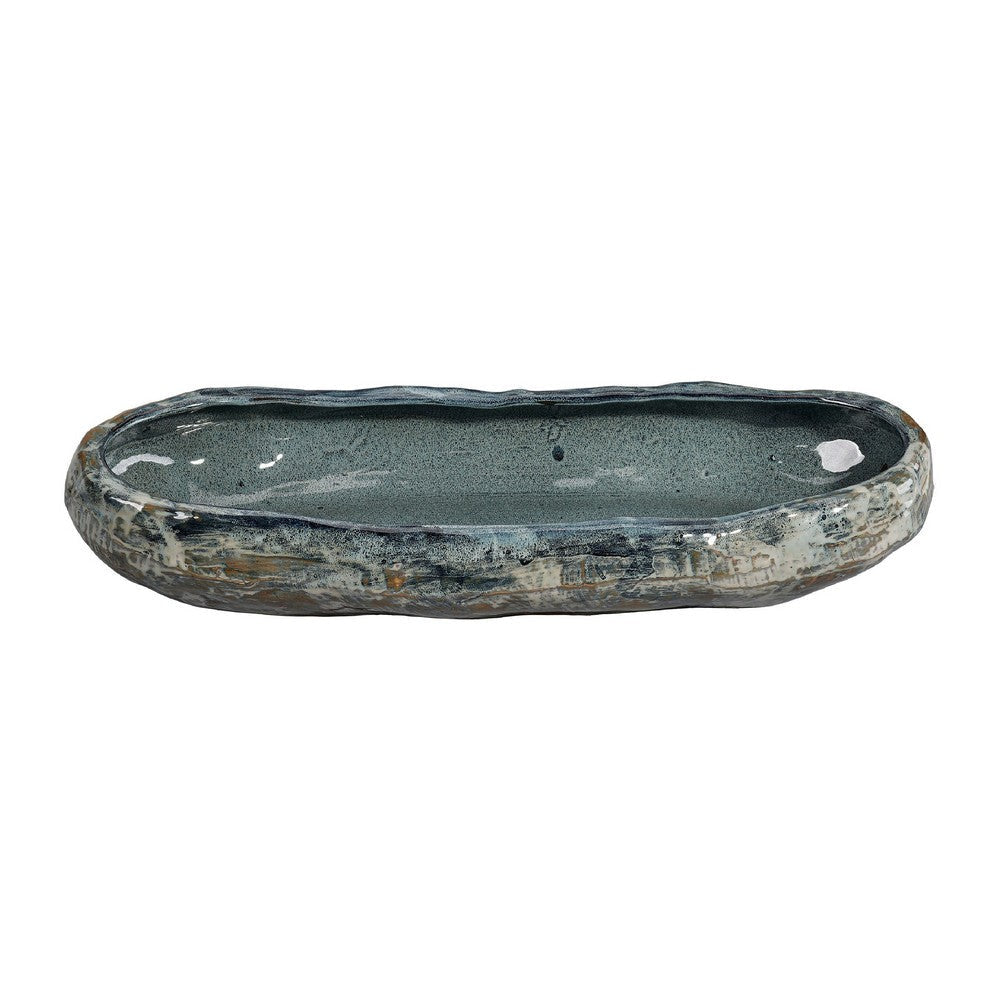 Erya Decorative Bowl | Uneven Wavy Rim | 24’’ Glazed Gray Ceramic BM334525