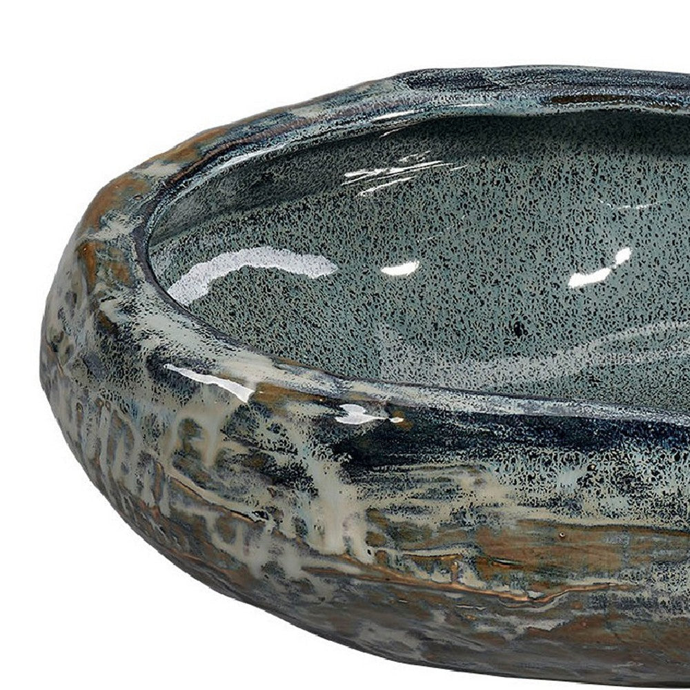 Erya Decorative Bowl | Uneven Wavy Rim | 24’’ Glazed Gray Ceramic BM334525