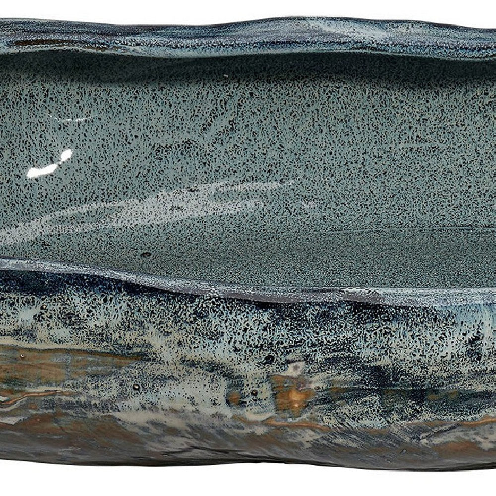 Erya Decorative Bowl | Uneven Wavy Rim | 24’’ Glazed Gray Ceramic BM334525