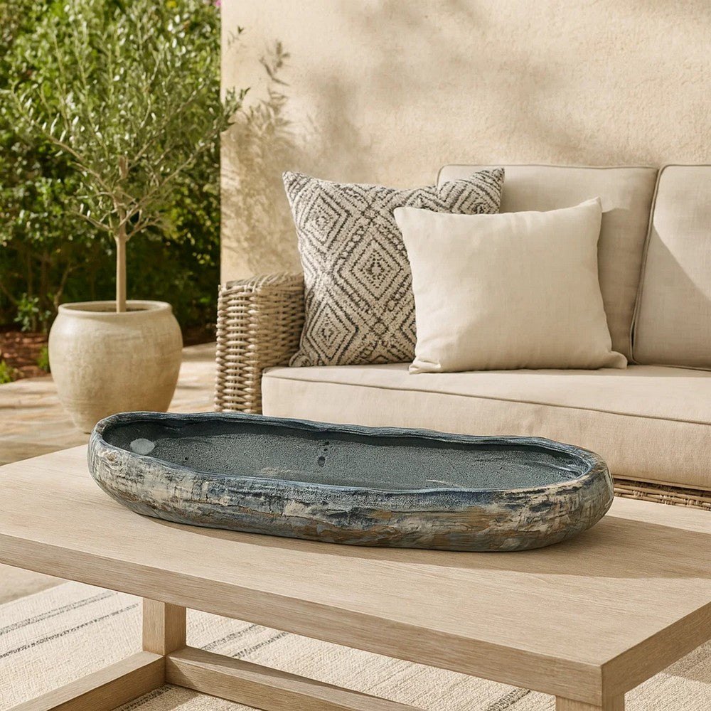 Erya Decorative Bowl | Uneven Wavy Rim | 24" Glazed Gray Ceramic