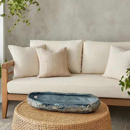 Erya Decorative Bowl | Uneven Wavy Rim | 24" Glazed Gray Ceramic