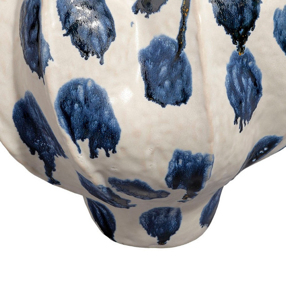 Nery Decorative Vase | Ruffled Edge | Blue White Patchwork Ceramic BM334529