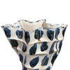 Nery Decorative Vase | Blue White Patchwork Ceramic | Ruffled Edge BM334530