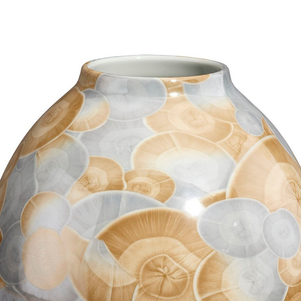 Aery Decorative Vase | Printed Pattern Glossy Blue Ceramic | 12’’