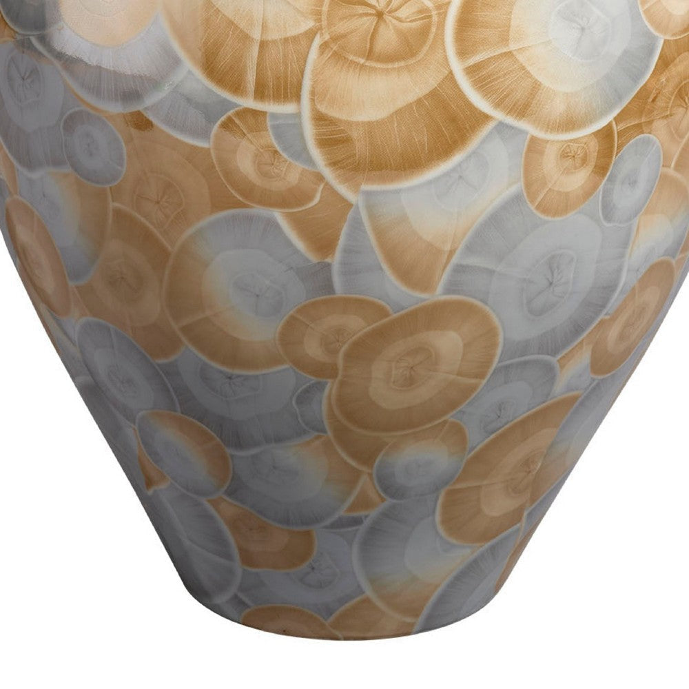 Aery Decorative Vase | Printed Pattern Glossy Blue Ceramic | 12’’