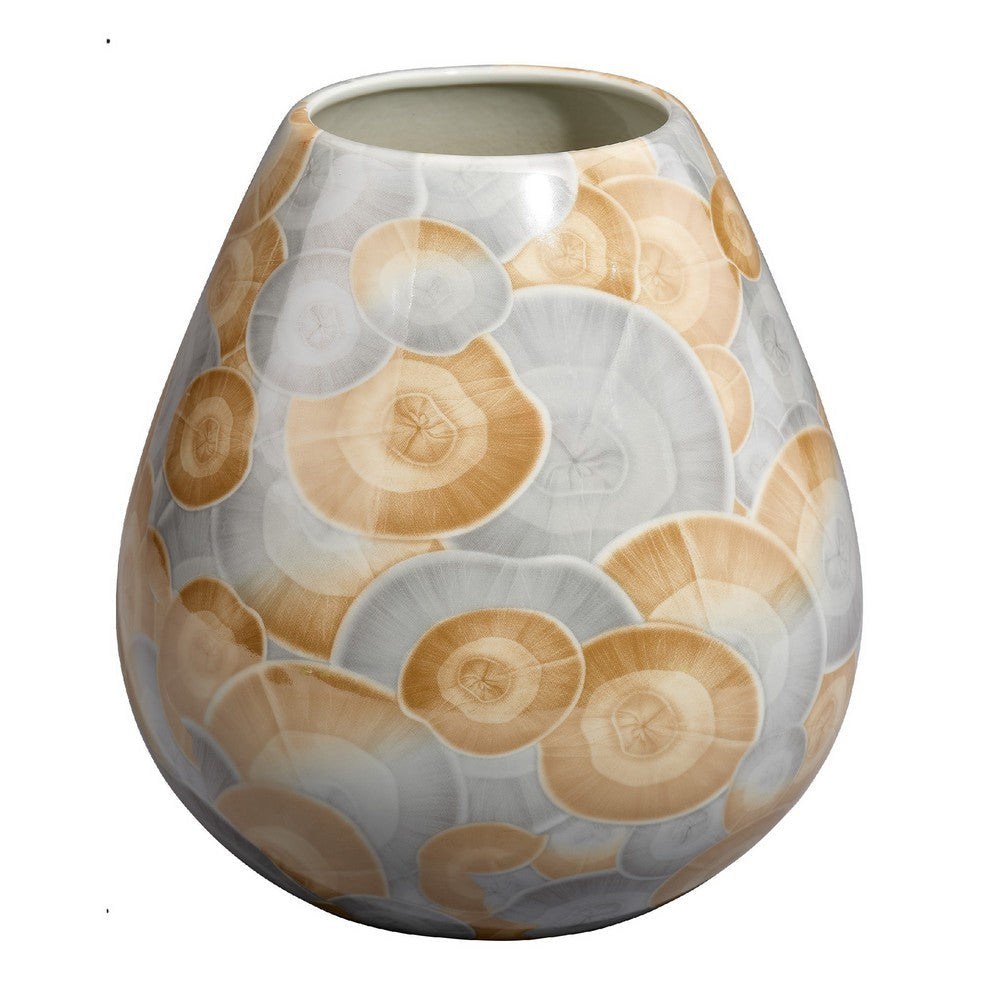 Aery Decorative Vase | Printed Pattern Glossy Blue Ceramic | 8’’