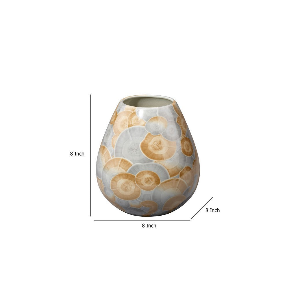 Aery Decorative Vase | Printed Pattern Glossy Blue Ceramic | 8’’