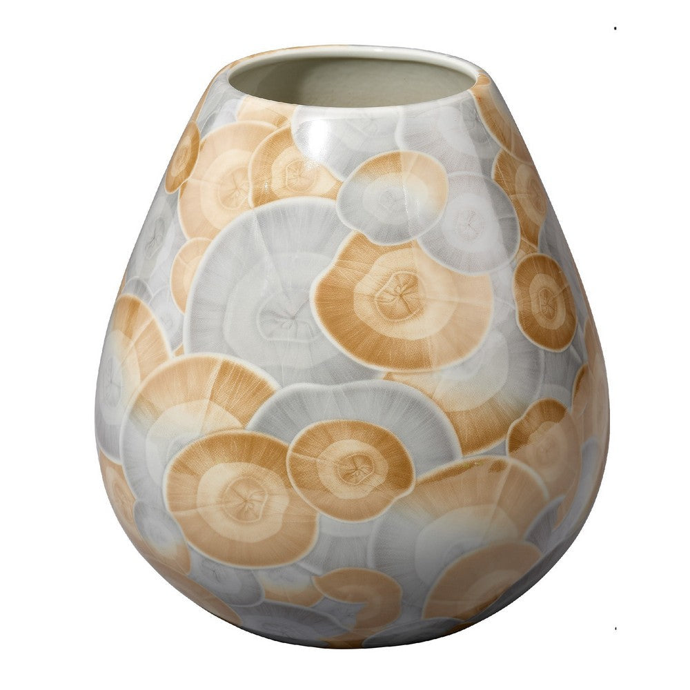 Aery Decorative Vase | Printed Pattern Glossy Blue Ceramic | 8"