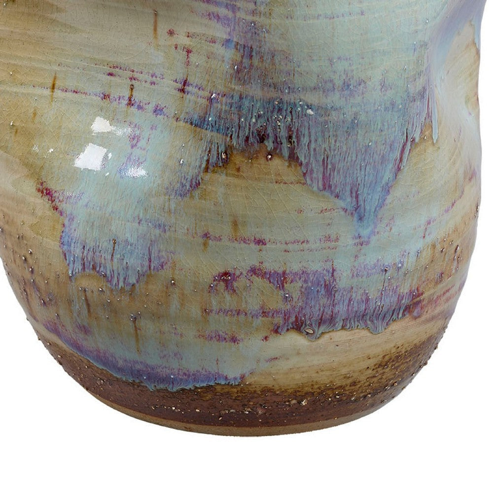Noah Decorative Vase | Irregular Shape | Glossy Blue Ceramic 13’’