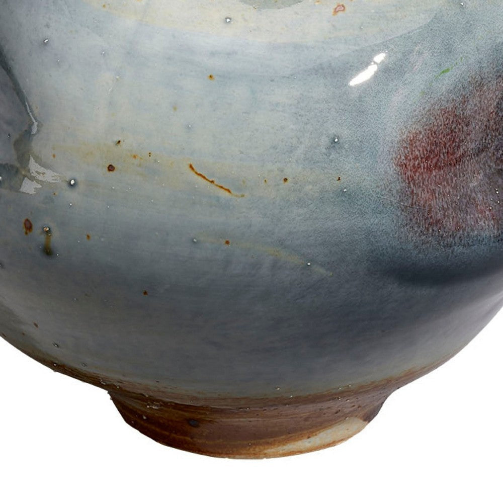 Noah Decorative Vase | Irregular Tall Shape Glossy Blue Ceramic 11’’