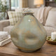 Noah 11 Inch Ceramic Decorative Vase, Irregular Dimpled Shape, Glossy Reactive Blue