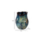 Fera Decorative Flower Vase | Ruffled Edge | 9’’ Shiny Blue Ceramic