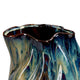 Fera Decorative Flower Vase | Ruffled Edge | 12’’ Shiny Blue Ceramic