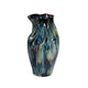 Fera Decorative Flower Vase | Ruffled Edge | 15’’ Shiny Blue Ceramic