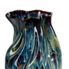 Fera Decorative Flower Vase | Ruffled Edge | 15’’ Shiny Blue Ceramic
