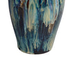 Fera Decorative Flower Vase | Ruffled Edge | 15’’ Shiny Blue Ceramic