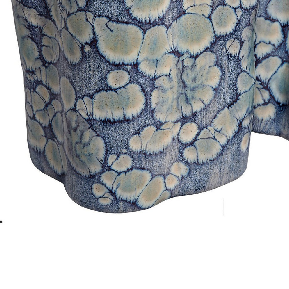 Gipo Decorative Flower Vase Set of 2 | Ruffled Body Blue White Ceramic BM334540