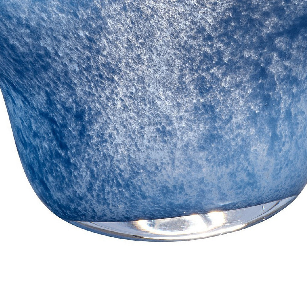 Lesy Decorative Bowl | Freeflow Ruffled Edge | Blue Blown Glass 14"