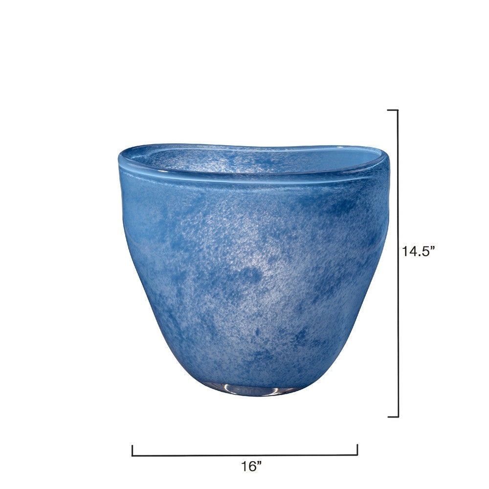 Lesy Decorative Vase | Freeflow Edge | Rich Blue Blown Glass 16"