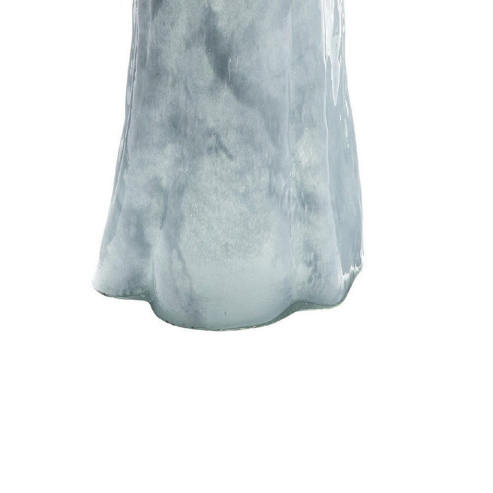 Quia Tall Decorative Vase | Rough Body | Pale Blue Blown Glass 20’’