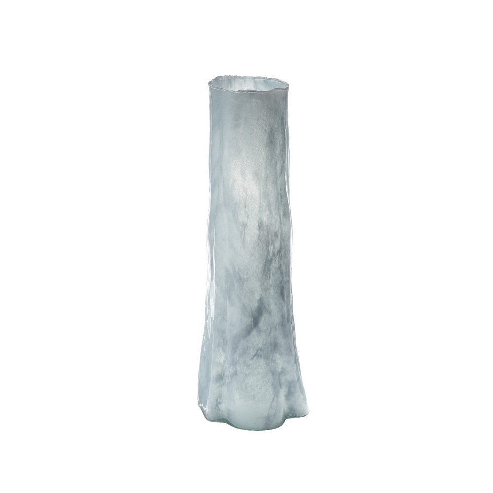 Quia Tall Decorative Vase | Rough Body | Pale Blue Blown Glass 20"