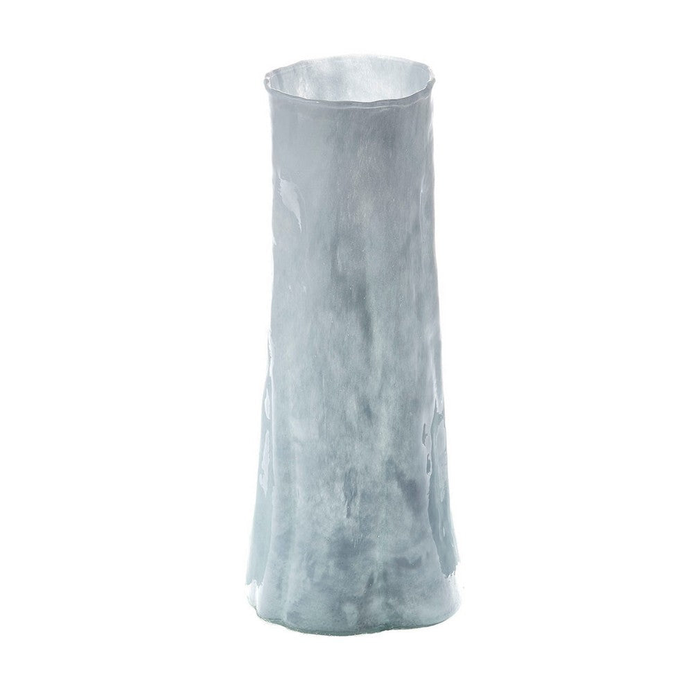 Quia Tall Decorative Vase | Rough Body | Pale Blue Blown Glass 14"