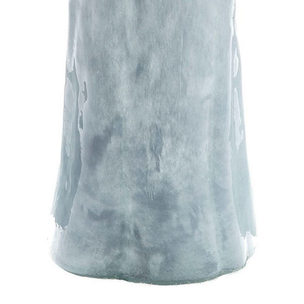 Quia Tall Decorative Vase | Rough Body | Pale Blue Blown Glass 14’’
