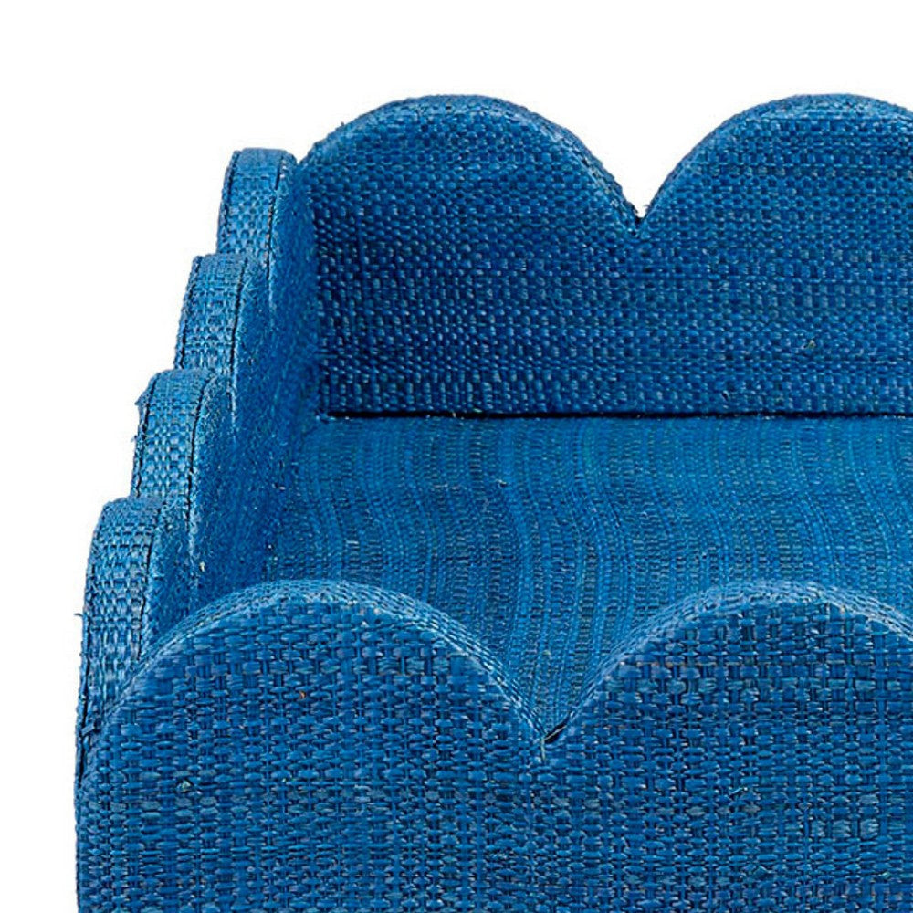 Rori Decorative Accessory Tray | Scalloped Edge 15’’ Blue Raffia BM334545