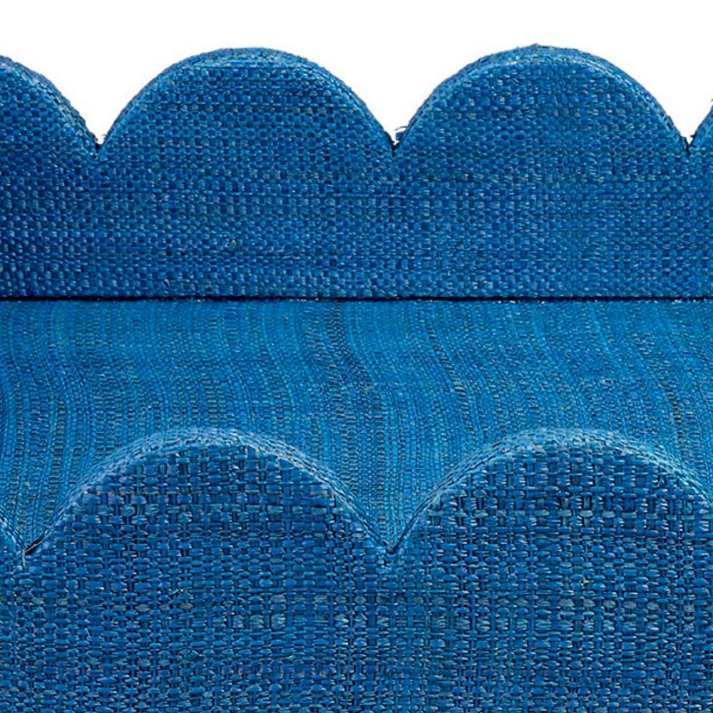 Rori Decorative Accessory Tray | Scalloped Edge 15’’ Blue Raffia BM334545