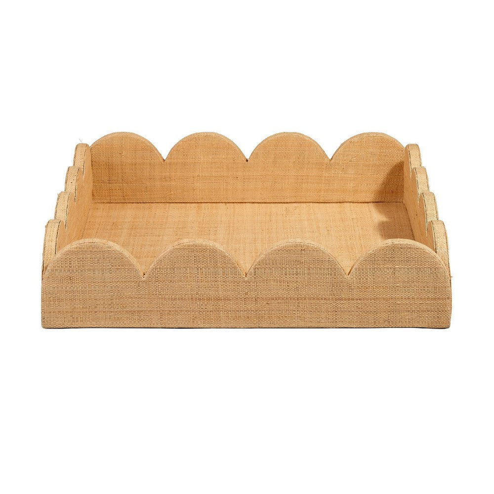 Rori Decorative Accessory Tray | Scalloped Edge 15’’ Brown Raffia BM334546