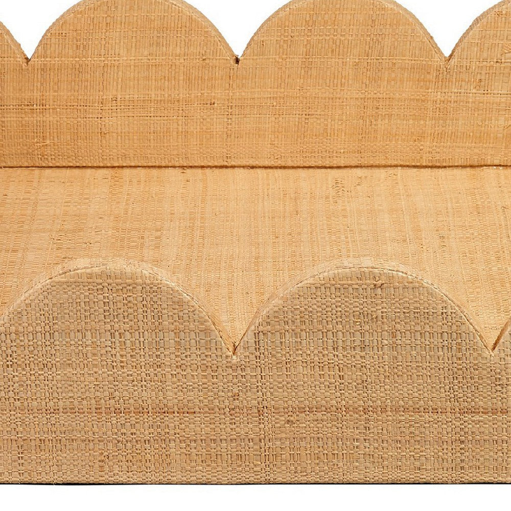 Rori Decorative Accessory Tray | Scalloped Edge 15’’ Brown Raffia BM334546