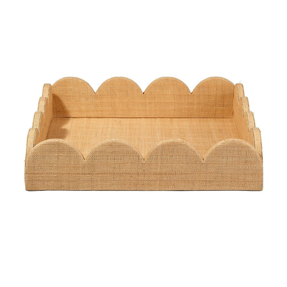 Rori Decorative Accessory Tray | Scalloped Edge 15’’ Brown Raffia BM334546