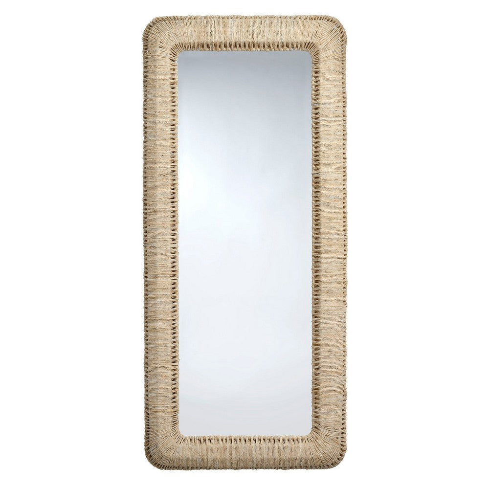 Holo Floor Mirror | 76’’ Tall Frame | Natural Brown Woven Cornhusk BM334547