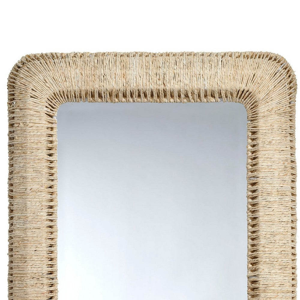 Holo Floor Mirror | 76’’ Tall Frame | Natural Brown Woven Cornhusk BM334547