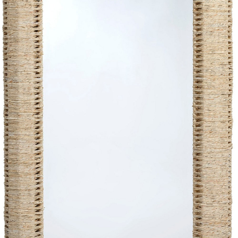 Holo Floor Mirror | 76’’ Tall Frame | Natural Brown Woven Cornhusk BM334547