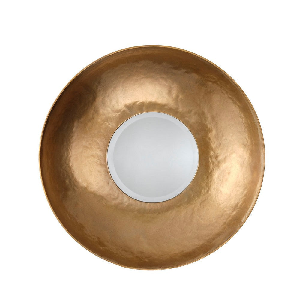 Rea Decorative Wall Mirror, Sun Inspired 27" Round Burnish Gold Frame
