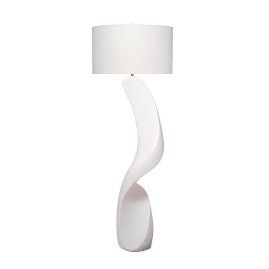 Koz Accent Floor Lamp | 66" Curved Sculpture | White Linen Shade