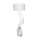 Koz Accent Floor Lamp | 66" Curved Sculpture | White Linen Shade