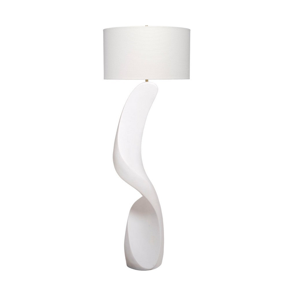 Koz Accent Floor Lamp | 66" Curved Sculpture | White Linen Shade