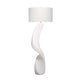 Koz Accent Floor Lamp | 66" Curved Sculpture | White Linen Shade
